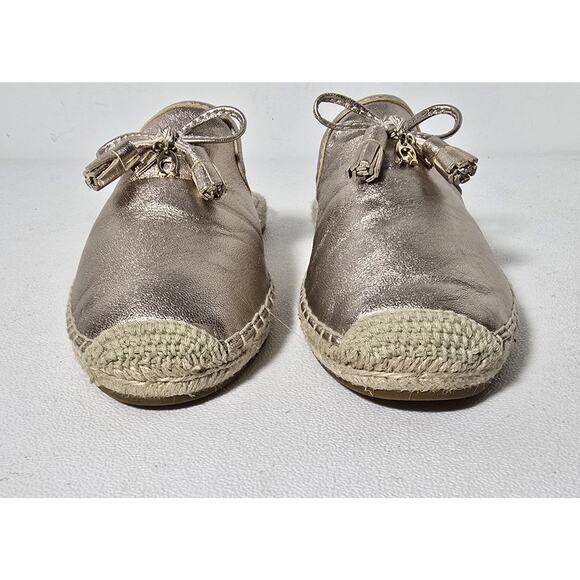 Coach Cassidy Rose Gold Espadrille Slip On Slides Flat Tassel Mule Sz 6.5 - Picture 5 of 11